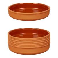 Tapas serveerschaal - 8x stuks - terracotta - bruin - D23 x H4 cm - hapjes serveren - ovenschaal - r