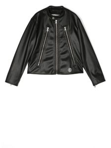 MM6 Maison Margiela Kids veste de moto à logo au dos - Noir