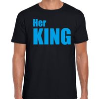Her king fun t-shirt zwart met blauwe tekst voor heren 2XL  - - thumbnail