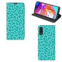 Samsung Galaxy A70 | Bookcase | Cracks Blue