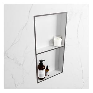 Wandnis Solid Surface Easy | In- en opbouw | 30x60x8 cm | 2 vakken | DarkGrey/Talc