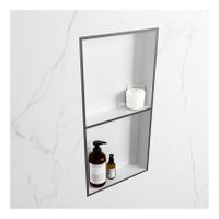 Wandnis Solid Surface Easy | In- en opbouw | 30x60x8 cm | 2 vakken | DarkGrey/Talc