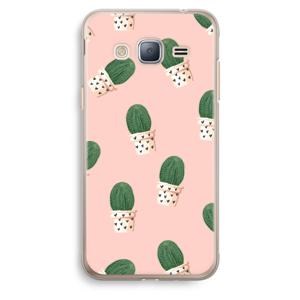 Cactusprint roze: Samsung Galaxy J3 (2016) Transparant Hoesje