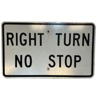 Right Turn No Stop Metalen Straatbord - Origineel