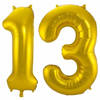 Folat Folie ballonnen - 13 jaar cijfer - goud - 86 cm - leeftijd feestartikelen - versiering