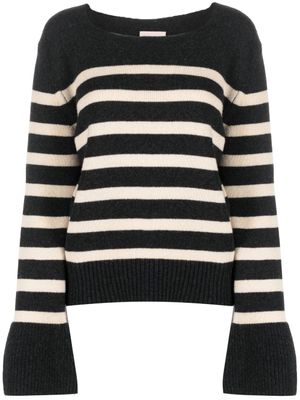 Semicouture pull rayé à col bateau - Gris