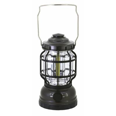 Stormlantaarn - zilver - op batterij - 10 x 18 cm - retro campinglamp - lantaarn