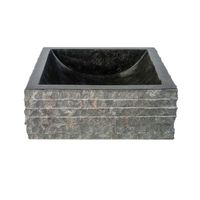 Waskom BWS Stone Vierkant 40x40x15 cm Natuursteen Zwart