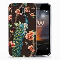 Nokia 1 TPU Hoesje Pauw met Bloemen - thumbnail