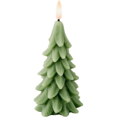 LED kerstboom kaars - groen - 15 cm - batterijen - timer - kerstboom vorm kaarsen