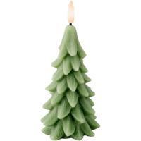 LED kerstboom kaars - groen - 15 cm - batterijen - timer - kerstboom vorm kaarsen