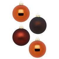 12x stuks glazen kerstballen kastanje bruin 8 cm glans en mat   - - thumbnail