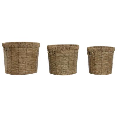 Plantenbakkenset Home ESPRIT Bruin Metaal Vezel Tropisch 36 x 36 x 29 cm