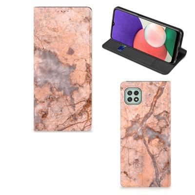 Samsung Galaxy A22 5G | Standcase | Marmer Oranje