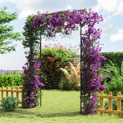 Rozenboog Metaal Tuinboog voor Klimplanten Poortboog Tuin Rozenrek Klimhulp Klimrek 170 x 39 x 210 cm Zwart