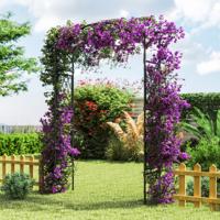Rozenboog Metaal Tuinboog voor Klimplanten Poortboog Tuin Rozenrek Klimhulp Klimrek 170 x 39 x 210 cm Zwart