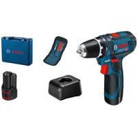 Accuschroevendraaier BOSCH PROFESSIONAL - GSR 12V-15 (2 accu's 2.0Ah, oplader, koffer, set van 10 schroevendraaierbits)