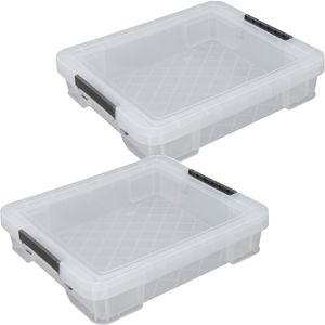 Allstore Opbergbox - 2x stuks - 9 liter - Transparant - 43 x 36 x 8 cm