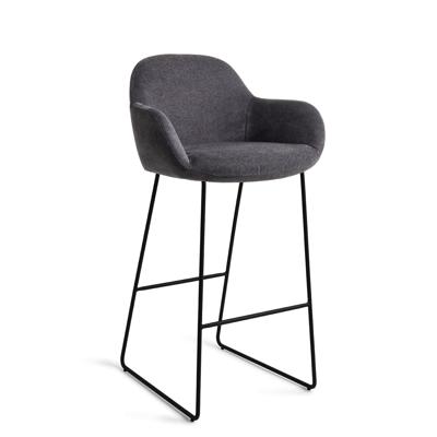 Jesper Home Barkruk 'Kushi' Slide Black, kleur Black-Out (zithoogte 77cm)