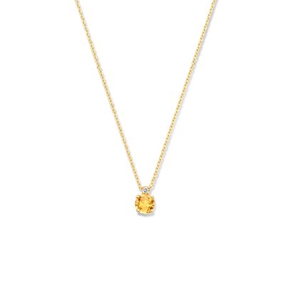 Ketting geelgoud-citrien-diamant geelgoud-geel-wit 5,5 mm 0,015ct 40 cm