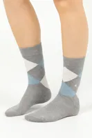 Burlington Queen Hoge Dames Sokken - Biologisch katoenen Dames kousen met ruit print