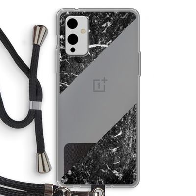 Zwart marmer: OnePlus 9 Transparant Hoesje met koord