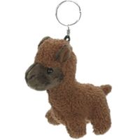 Alpaca knuffel sleutelhanger 12 cm bruin - thumbnail