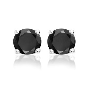 New Bling 9NB-0026 Oorstekers zilver met zirkonia zilverkleurig-zwart 8 mm