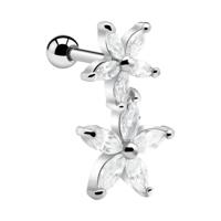 Traguspiercing met bloemenaccessoire Chirurgisch staal 316L Helix / Tragus - thumbnail