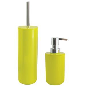 Toiletborstel in houder 38 cm/zeeppompje set Moods - kunststof - lime/appel groen