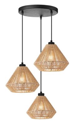 LABEL51 Hanglamp 'Ibiza Diamond' Jute, 3-lamps, kleur Naturel