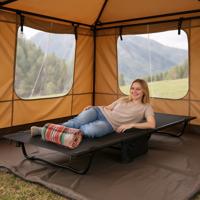 Ultralicht Veldbed Campingbed met Zijzak Draagbaar Opklapbed 150 kg Draagvermogen Zwart
