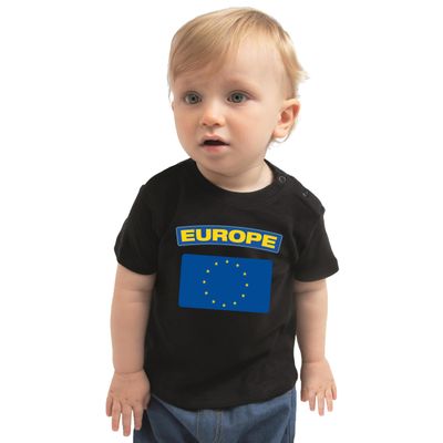 Europe t-shirt met vlag Europa zwart voor babys Europe t-shirt met vlag Europa zwart voor babys