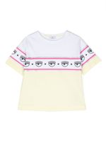 Chiara Ferragni Kids t-shirt en coton à bandes logo - Jaune