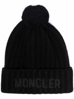 Moncler bonnet à détail de pompon - Bleu