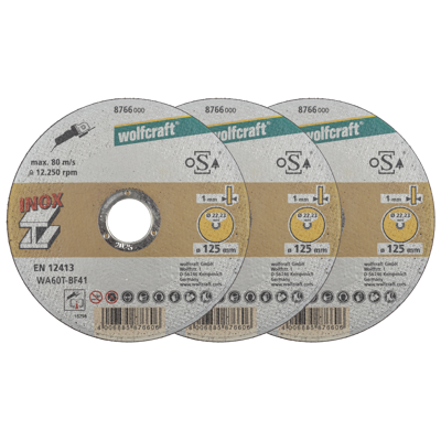 Wolfcraft Slijpschijven | Voor edelstaal | Extra dun | Ø125mm | 3 stuks - 8461000