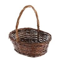 CM Cadeaumand met hengsel - donkerbruin - riet - 35 x 27 x 13 cm - rieten mand