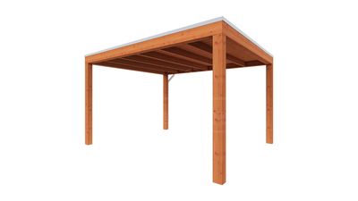 Trendhout Overkapping Palermo 370x370 cm- Plat dak- Hout- Trendhout