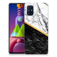 Samsung Galaxy M51 TPU Siliconen Hoesje Marmer Wit Zwart - Origineel Cadeau Man