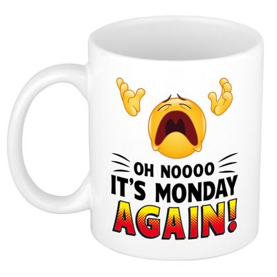 Oh no its Monday again kado mok / beker wit - cadeau collega