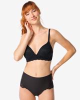 HEMA Medium Corrigerende String Hoge Taille Met Kant Zwart (zwart)