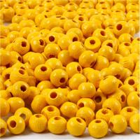 Creativ Company Houten kralen, d 5 mm, gatgrootte 1,5 mm, ca. 150 stuk, geel, 6 gr/ 1 doos