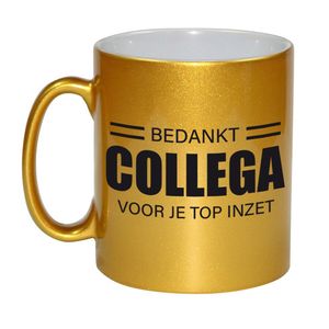 Collega cadeau mok / beker goud bedankt collega voor je top inzet