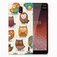 Nokia 1 Plus | TPU Hoesje | Vrolijke Uilen