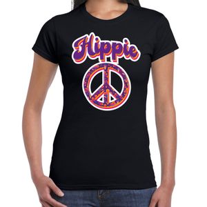 Hippie t-shirt zwart voor dames 2XL  -