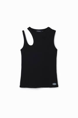 T-shirt schouderbandjes cut-out - BLACK - XL
