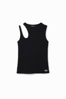 T-shirt schouderbandjes cut-out - BLACK - XL