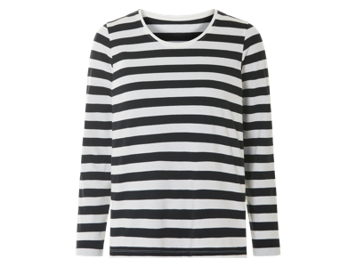 esmara Dames shirt met lange mouwen (Zwart/wit, L (44/46))