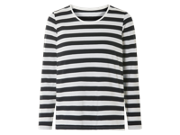 esmara Dames shirt met lange mouwen (Zwart/wit, L (44/46))