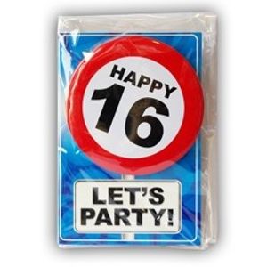 Happy Age Kaart Button - 16 Jaar